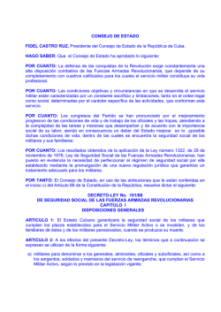 DECRETO LEY No.101 Seguridad Social de las FAR