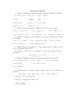 Ejercicios de Cálculo 20 # 1.- Hallar la derivada