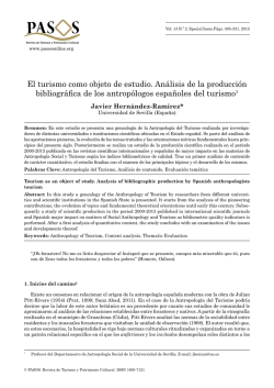 El turismo como objeto de estudio. Análisis de la producción