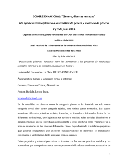 CONGRESO NACIONAL: "Género, diversas miradas" Un aporte