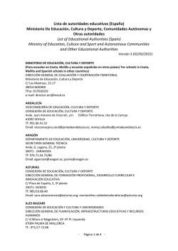 Lista de autoridades educativas (España) Ministerio De Educación