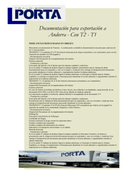 Documentación para exportación a Andorra con T1-T2