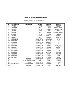 Nº MATRÍCULA BASTIDOR CLASE MARCA MODELO 1