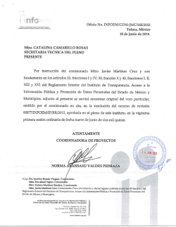 Mtra. CATALINA CAMARILLO ROSAS SECRETARIA TECNICA DEL