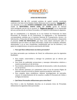 AVISO DE PRIVACIDAD OMNIGRAFIC, S.A. de C.V., sociedad