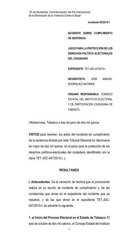 INCIDENTE 05-2015 DERIVADO DEL TET-JDC -47-2015