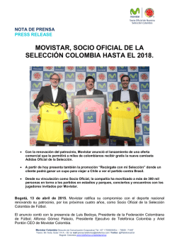 movistar, socio oficial de la selección colombia hasta el 2018.