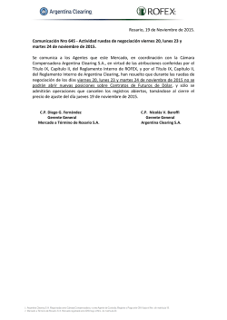 Rosario, 19 de Noviembre de 2015. Comunicación Nro 645