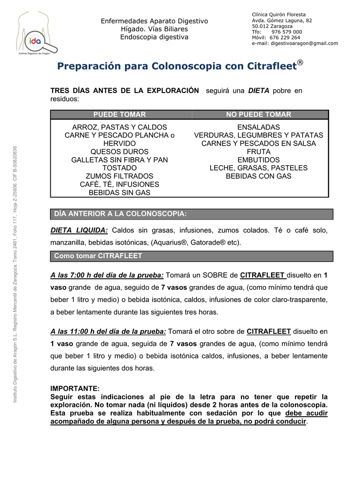 Instrucciones previas para colonoscopia