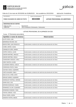 Listaxes provisionais de admitidos e excluidos