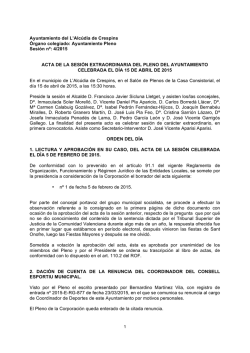 Ayuntamiento Pleno Sesión nº: 4/2015 ACTA DE LA SESIÓN