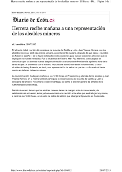 Herrera recibe mañana a una representación de los alcaldes mineros