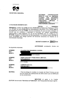 autoriza contratacion directa con la empresa claudia paz izquierdo