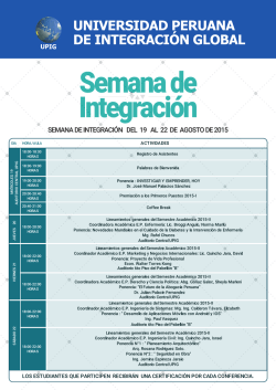 SEMANA DE INTEGRACIÓN DEL 19 AL 22 DE AGOSTO DE 2015