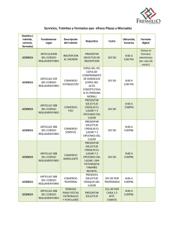 Servicios, Trámites y Formatos que ofrece Plazas y Mercados