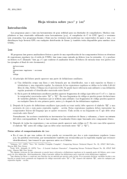 Hoja técnica sobre yacc 1 y lex Introducción lex