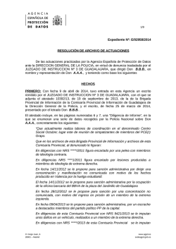Expediente Nº: E/02958/2014 RESOLUCIÓN DE