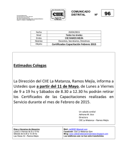 Estimados Colegas La Dirección del CIIE La Matanza, Ramos Mejía