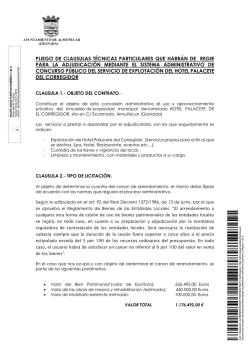 Pliego de Condiciones Técnicas para la Adjudicación de la