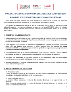 Convocatoria EASDA 2015 EXTRAORDINARIA