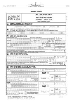 ANNEX I / ANEXO I SOL·LICITUD / SOLICITUD