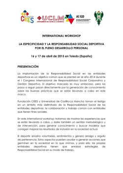 Dossier Workshop Especificidad y RSC Deportiva
