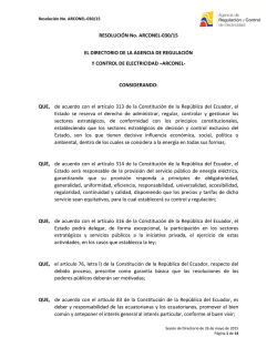 RESOLUCIÓN No. ARCONEL-030/15 EL DIRECTORIO DE LA