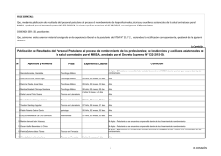 Publicación de Resultados del Personal Postulante al proceso de