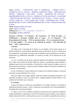 Voces: TUTELA ~ UNIFICACION CIVIL Y COMERCIAL ~ CODIGO