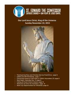 Our Lord Jesus Christ, King of the Universe Sunday November 22