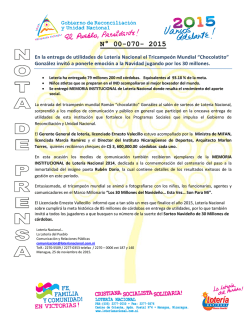 N° 00-070- 2015 - Loteria Nacional de Nicaragua