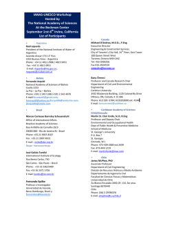 UNESCO Workshop Hosted by The National Academy of Sciences