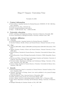 Diego P. Vázquez: Curriculum Vitae