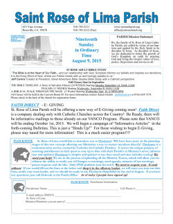 Nineteenth Sunday in Ordinary Time August 9, 2015