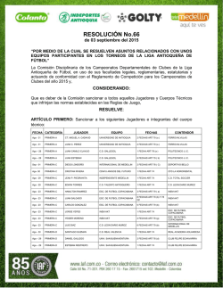 RESOLUCIÓN No.66 - Liga Antioqueña de Fútbol