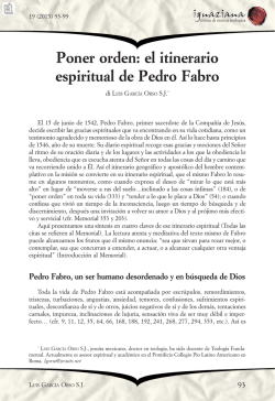 Poner orden: el itinerario espiritual de Pedro Fabro