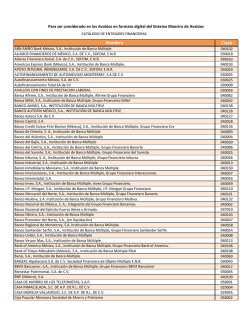 Catálogo Entidades Financieras