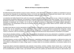 ANEXO II Materias del bloque de asignaturas específicas 1. Análisis