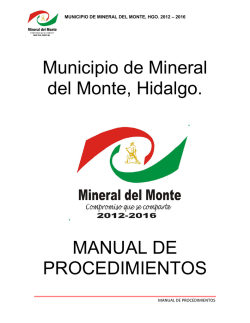 Municipio de Mineral del Monte, Hidalgo. MANUAL DE