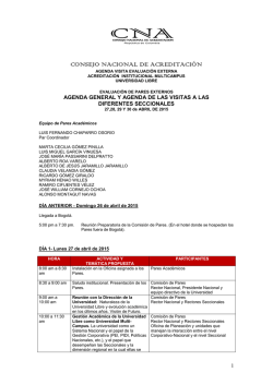 Agenda Visita Evaluación Externa Acreditación Institucional