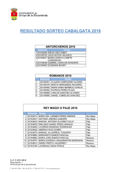RESULTADO SORTEO CABALGATA 2016