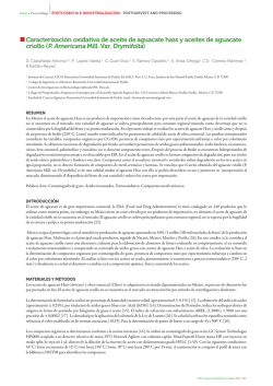 Caracterización oxidativa de aceite de aguacate hass y aceites de