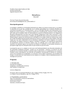 Metafísica - Instituto de Filosofía - Pontificia Universidad Católica de