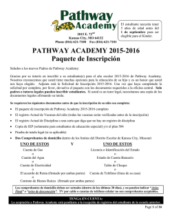 PATHWAY ACADEMY 2015-2016 Paquete de Inscripción