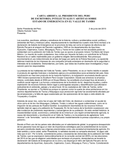 Carta abierta al Presidente del Perú sobre el estado