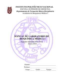 MANUAL DE LABORATORIO DE BIOQUÍMICA MÉDICA I