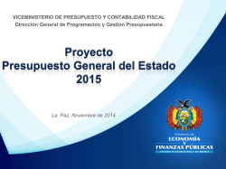 Presentación PGE 2015. - Ministerio de Economía y Finanzas