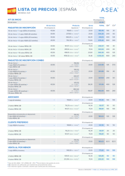 LISTA DE PRECIOS | ESPAÑA