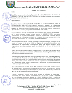 Resolución de Alcaldía Nº 254-2015-MPA-A
