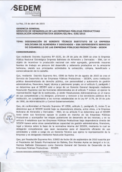 Resolucion SEDEM 038-2015 Designacion de Gerente Tecnico